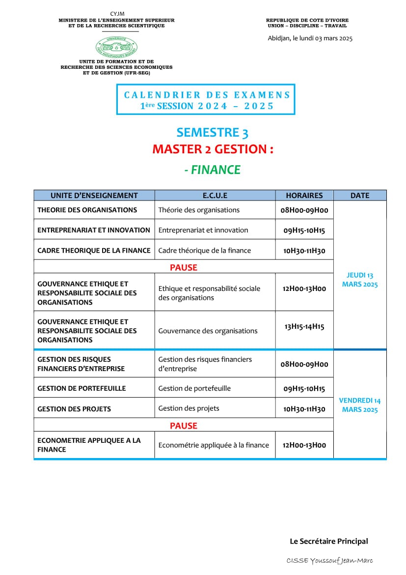 MASTER 2 GESTION:1ere SESSION 2024-2025